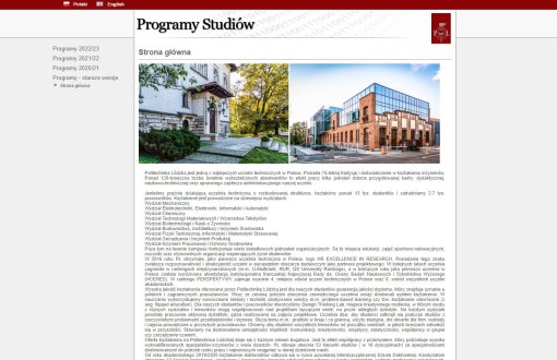 widok strony głównej programy.p.lodz.pl
